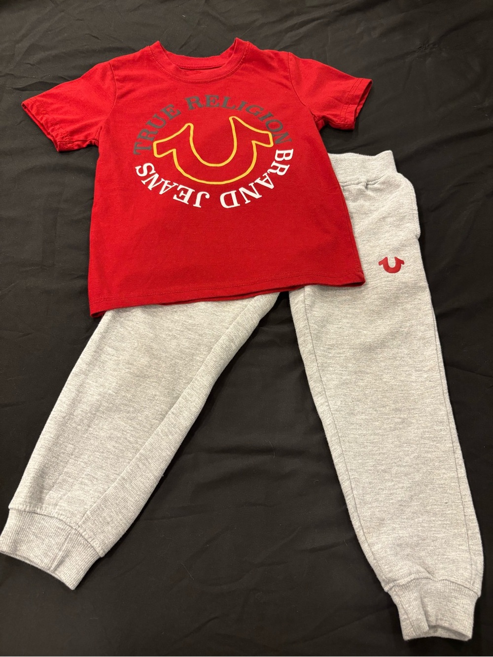 True Religion Kids Logo Tee and Gray Jogger Set